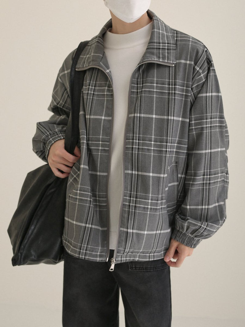 Check pattern zipper jacket or2720 - ORUN