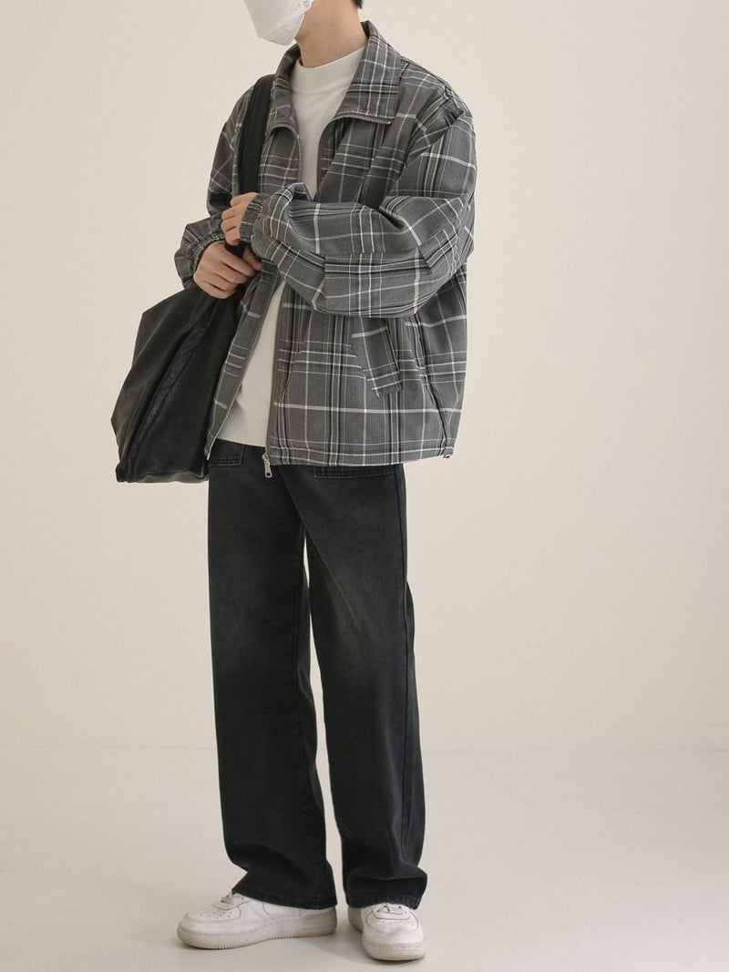 Check pattern zipper jacket or2720 - ORUN