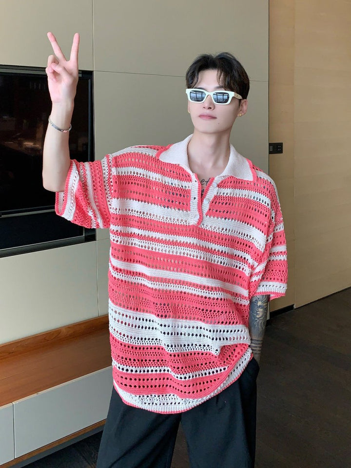 Color knit polo shirt or1479 – 韓国メンズファッション通販