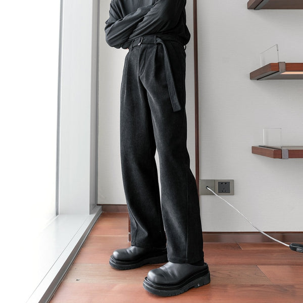 Corduroy Straight Belt Slacks or2354