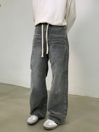Corduroy waist rubber denim pants or2405 - ORUN