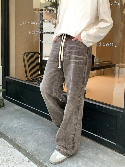 Corduroy waist rubber denim pants or2405 - ORUN