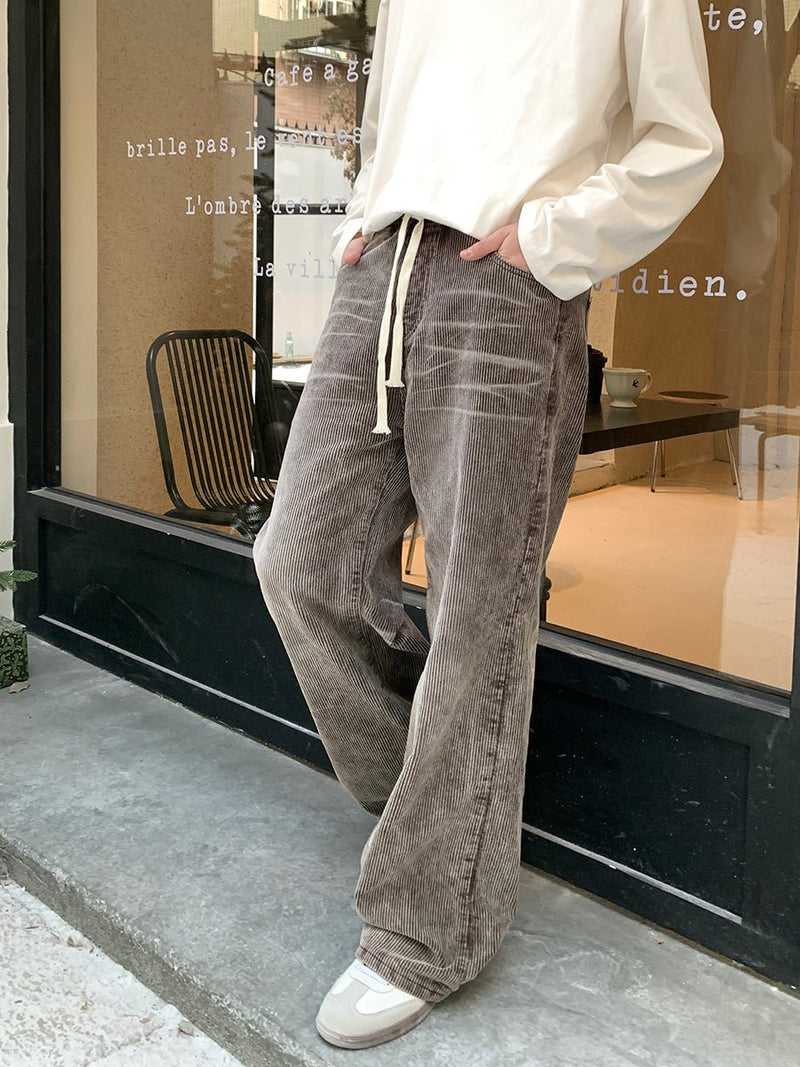 Corduroy waist rubber denim pants or2405 - ORUN