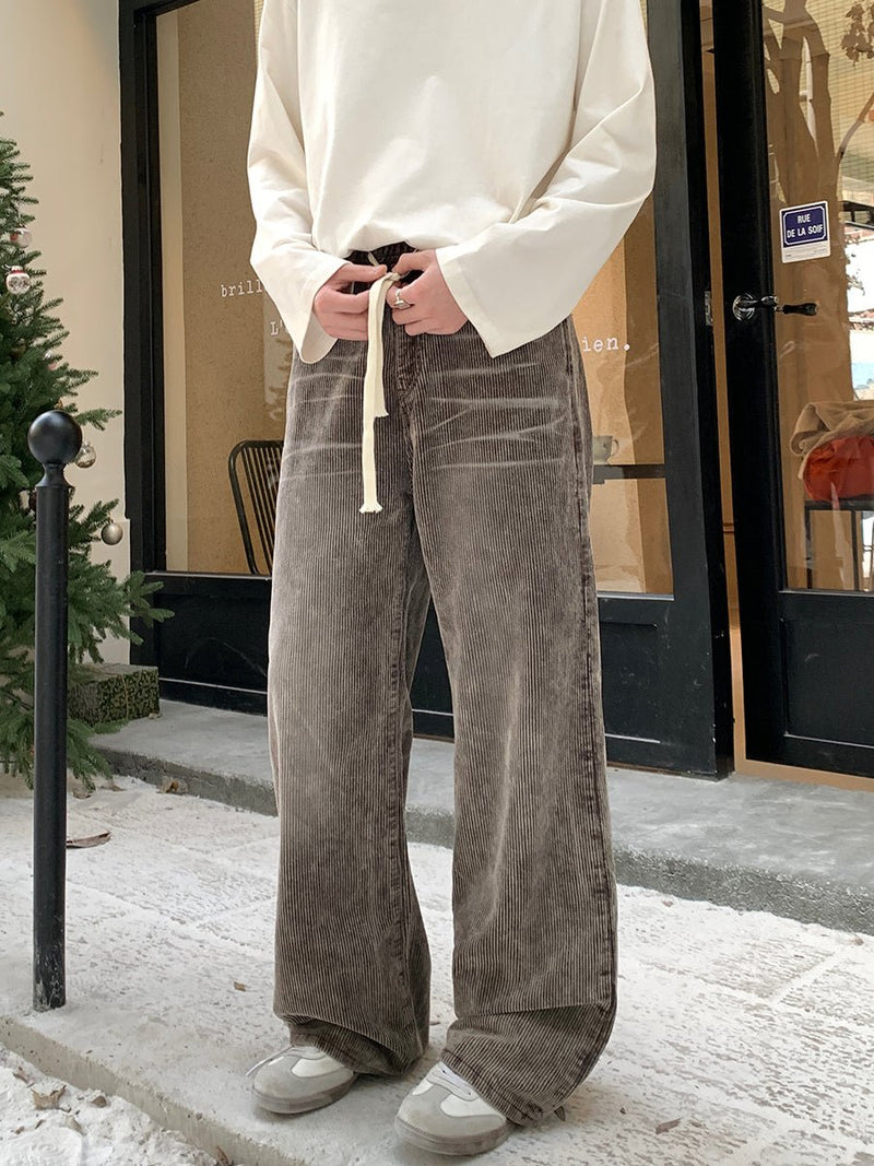 Corduroy waist rubber denim pants or2405 - ORUN
