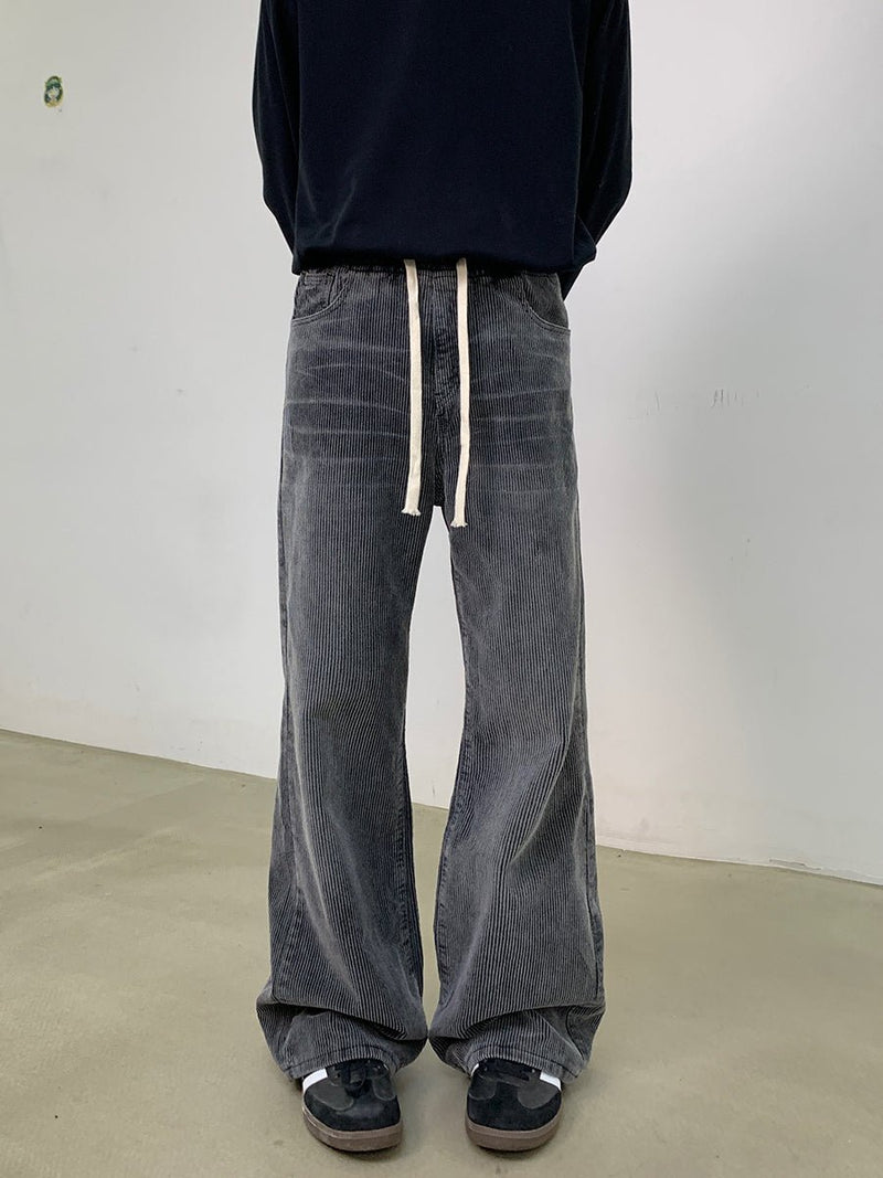 Corduroy waist rubber denim pants or2405 - ORUN