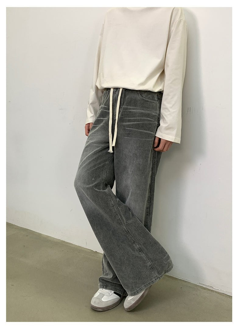 Corduroy waist rubber denim pants or2405 - ORUN