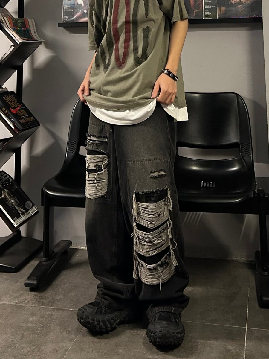 Damage wide denim pants or1754 – 韓国メンズファッション通販