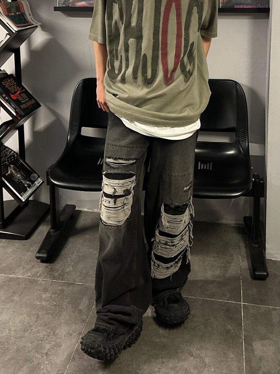 Damage wide denim pants or1754 – 韓国メンズファッション通販