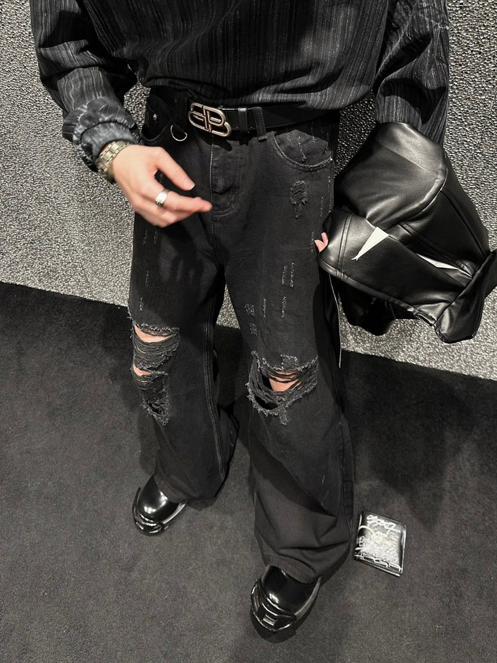 ☆韓国の人気☆【WOOALONG】☆Damage wide denim pant.s☆ Damage wide denim pants or2698 – 韓国メンズファッション通販