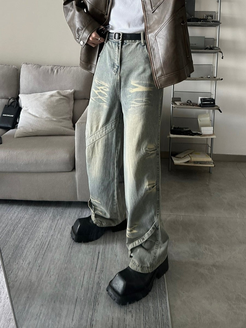 Design Straight Wide Denim Pants or2095 - ORUN