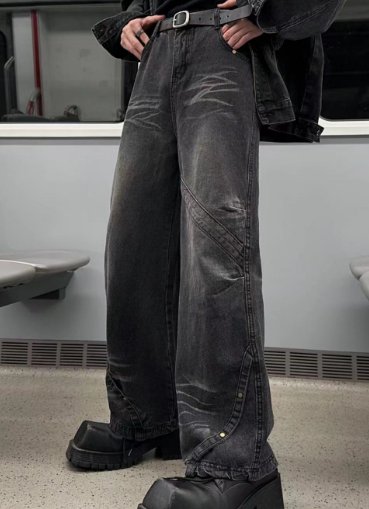 Design Straight Wide Denim Pants or2095
