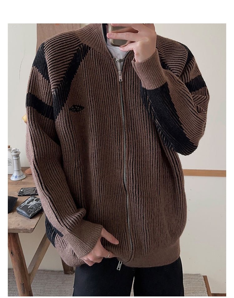 Design Striped Knit Blouson Jacket or2325 - ORUN