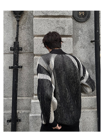 Design Striped Knit Blouson Jacket or2325 - ORUN