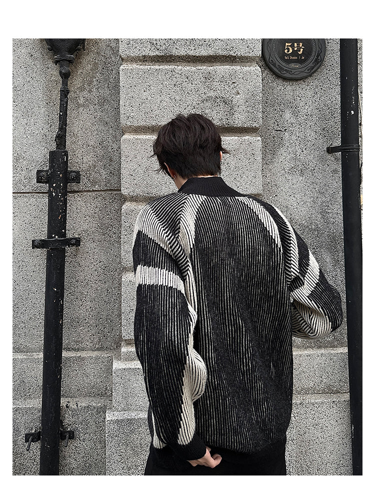Design Striped Knit Blouson Jacket or2325 - ORUN