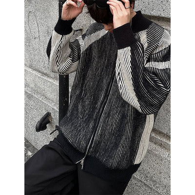 Design Striped Knit Blouson Jacket or2325 - ORUN