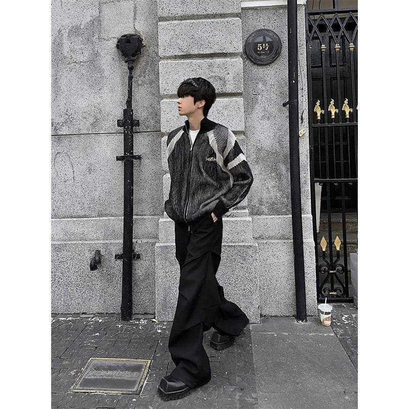 Design Striped Knit Blouson Jacket or2325 - ORUN