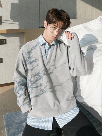 Fake layered long -sleeved knit shirt or2626 - ORUN