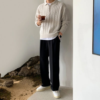 Half zip knit polo shirt or2056 - ORUN