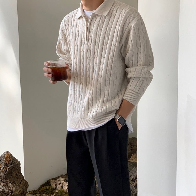 Half zip knit polo shirt or2056 - ORUN