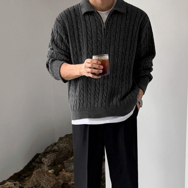 Half zip knit polo shirt or2056 - ORUN