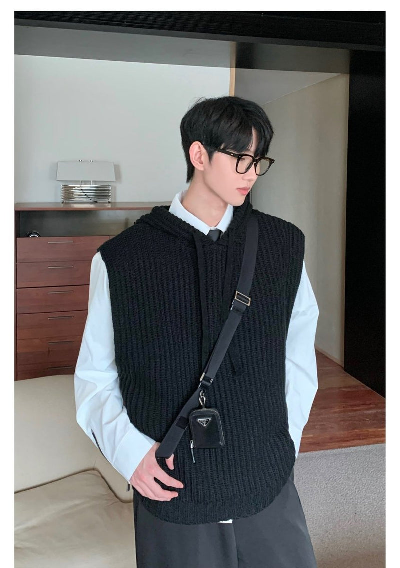 Hoody plain knit vest or2076 - ORUN