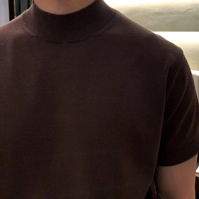 Knit High Neck Short Sleeve T-Shirt - ORUN