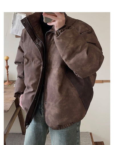 Leather zipper down jacket or2343 - ORUN