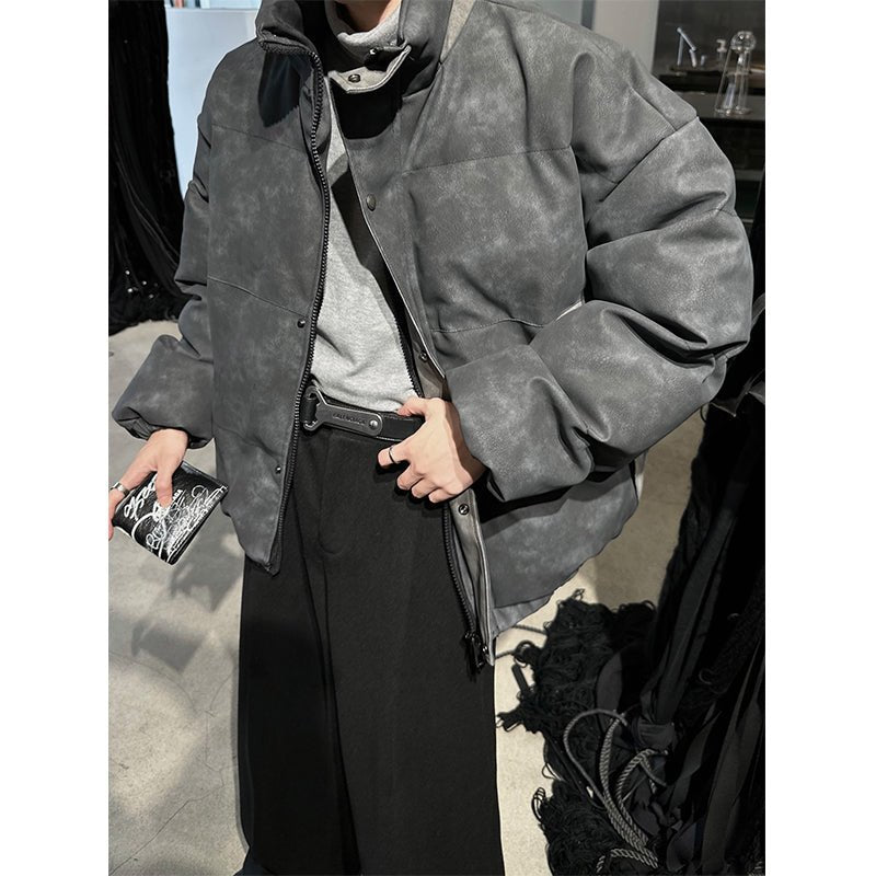 Leather zipper down jacket or2343 - ORUN