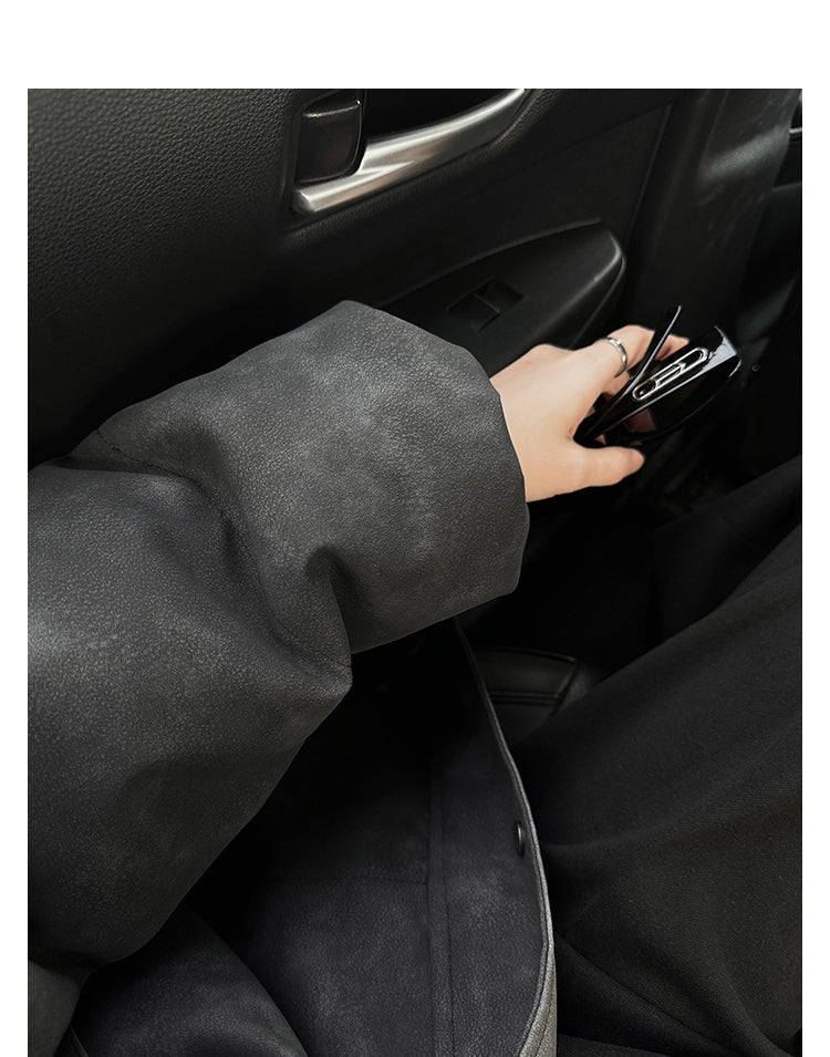 Leather zipper down jacket or2343 - ORUN