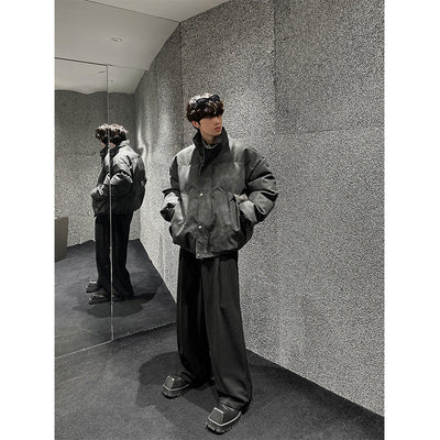 Leather zipper down jacket or2343 - ORUN