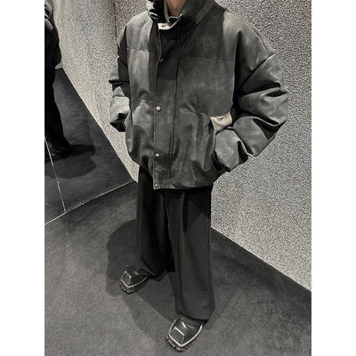 Leather zipper down jacket or2343 - ORUN