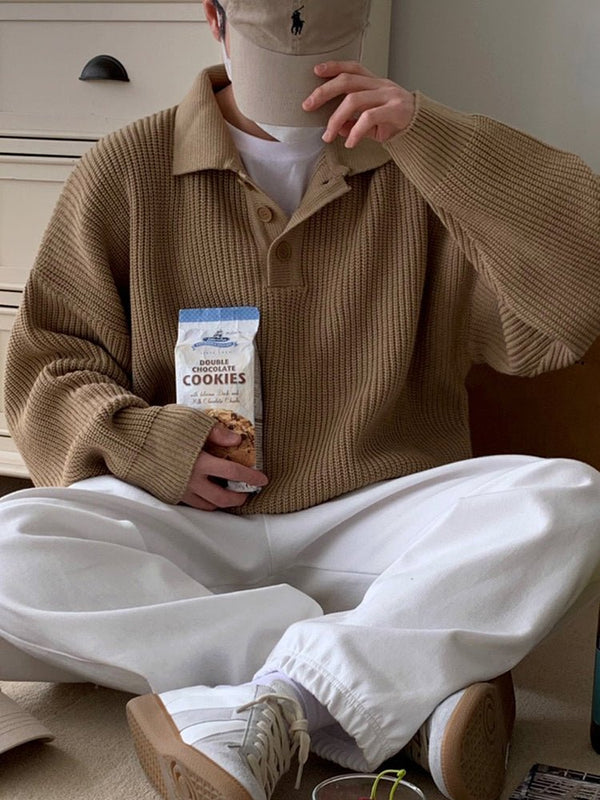 Long sleeve polo knit sweater or2060