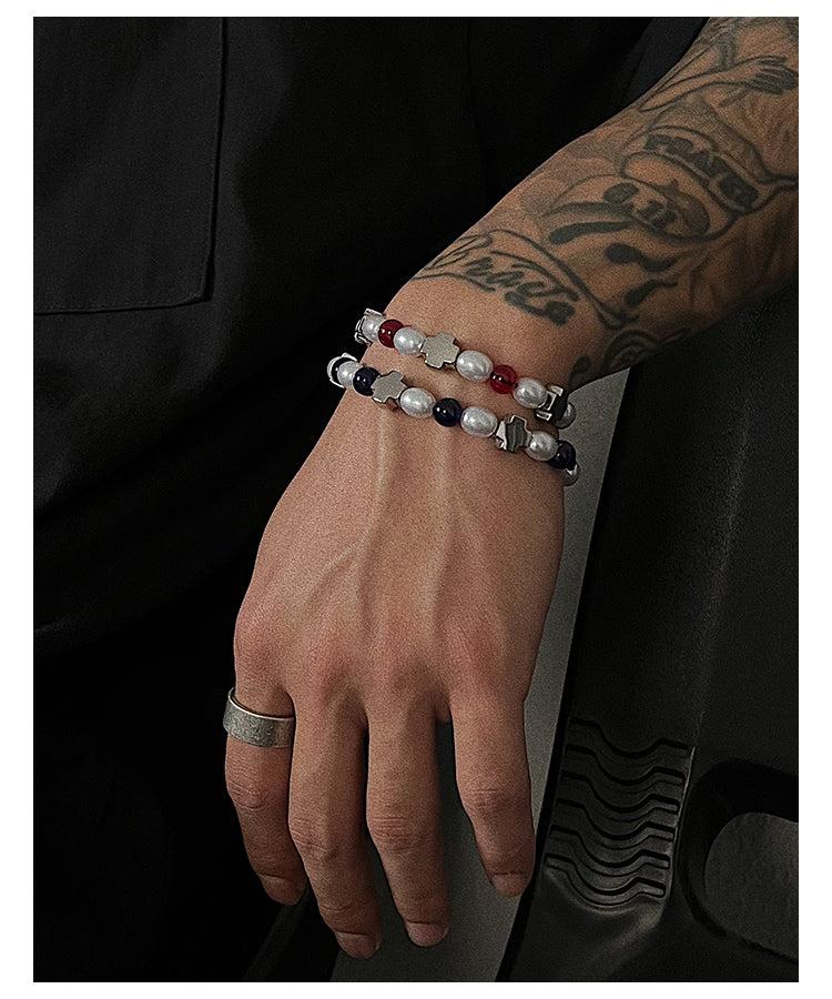 Red and Blue Color Beaded Bracelet　OR2900 - ORUN