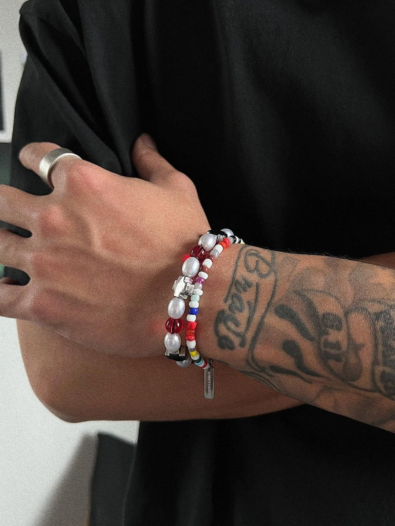 Red and Blue Color Beaded Bracelet　OR2900 - ORUN