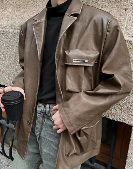 Retro casual leather jacket or2376 - ORUN