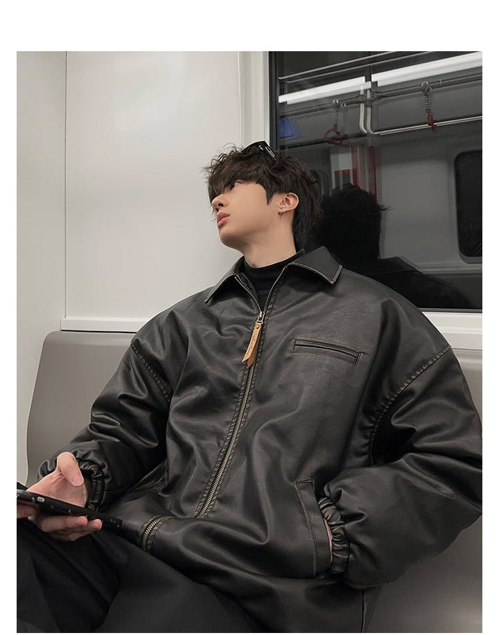 Retro leather jacket or2439 – 韓国メンズファッション通販 - ORUN -