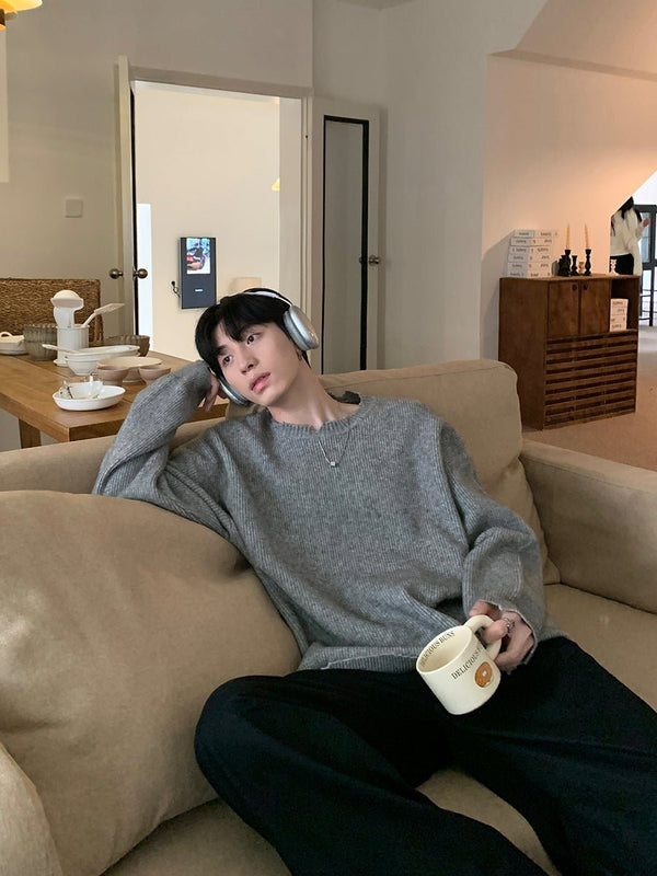 Round neck a solid knit sweater or2159