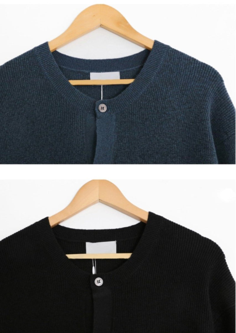 Round neck knit cardigan or2569 - ORUN