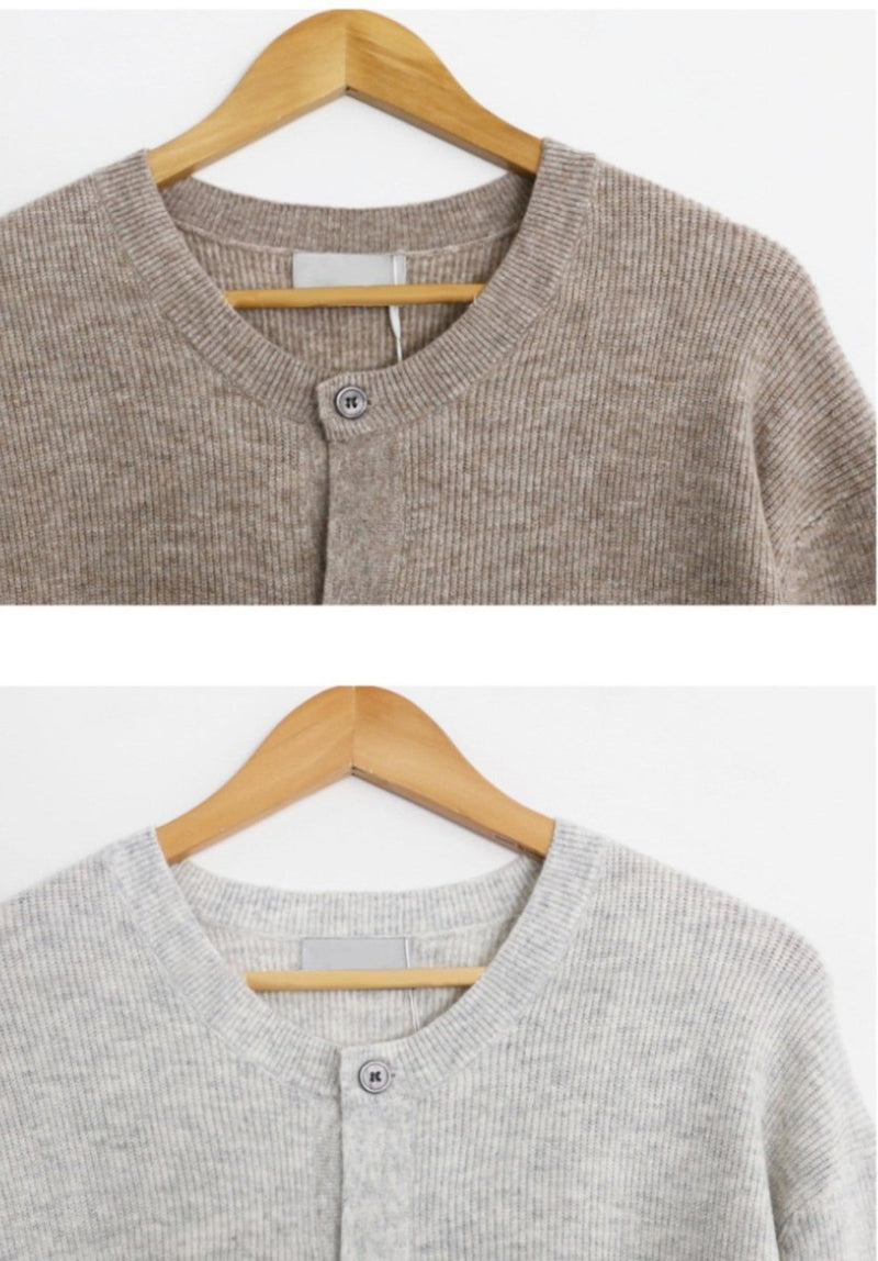 Round neck knit cardigan or2569 - ORUN