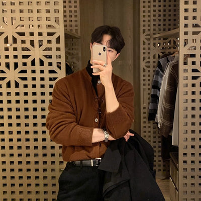 Round Neck Rule Knit Cardigan or2392 - ORUN