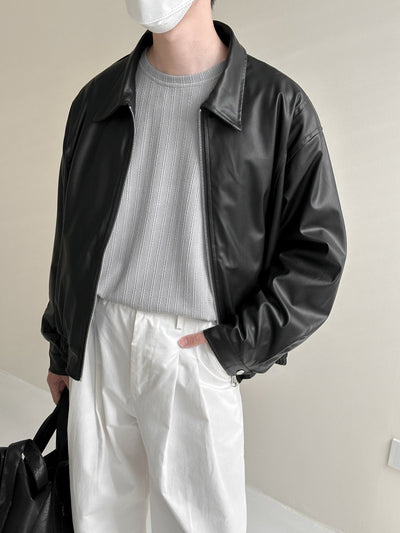 Short length leather zipper jacket or2715 - ORUN