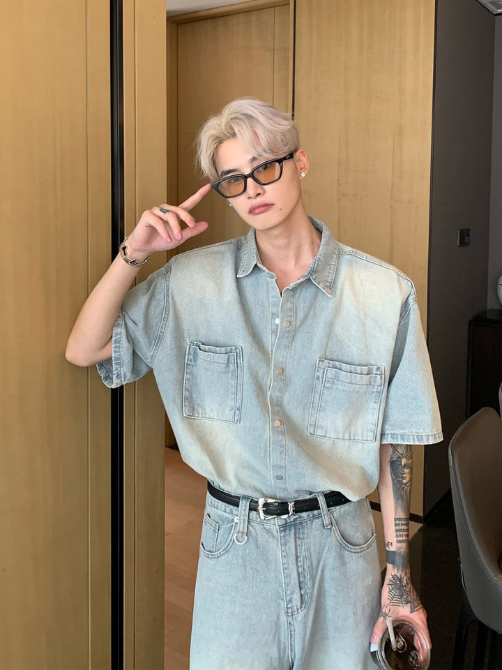 ウォッシュデニムシャツ/ パンツ セットアップ or1576 – 韓国メンズ