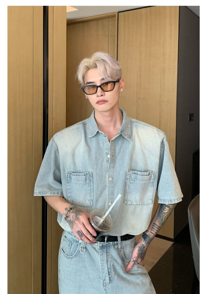 ウォッシュデニムシャツ/ パンツ セットアップ or1576 – 韓国メンズ