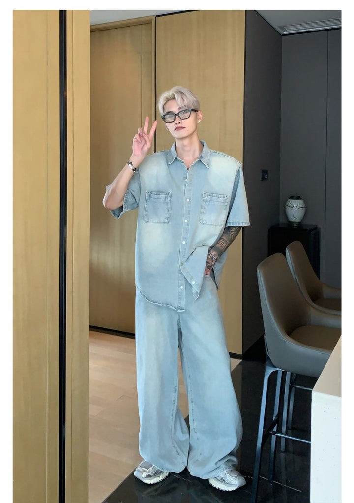 ウォッシュデニムシャツ/ パンツ セットアップ or1576 – 韓国メンズ