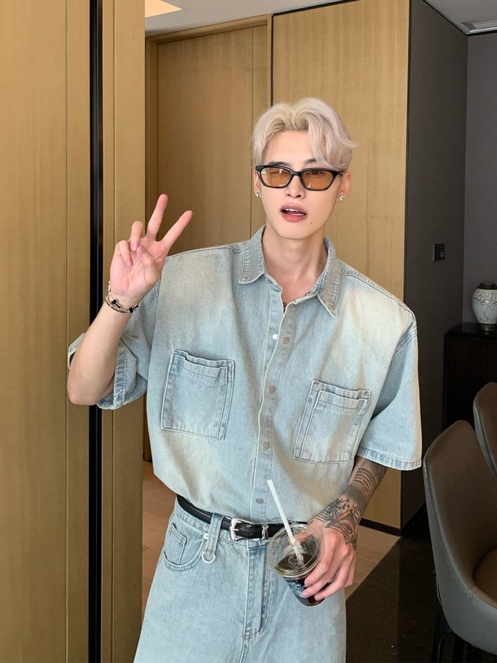 ウォッシュデニムシャツ/ パンツ セットアップ or1576 – 韓国メンズ