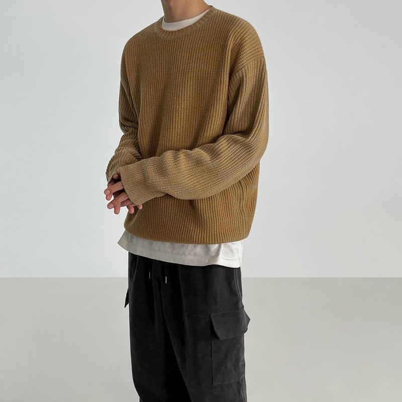 Simple knit long -sleeved sweater or2117 - ORUN