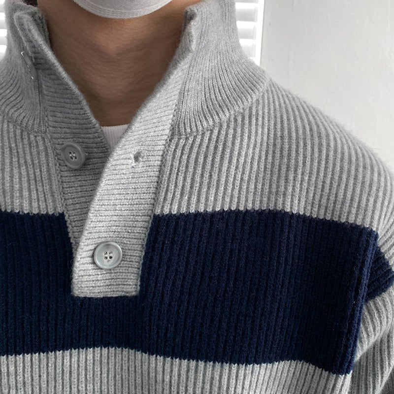Stand collar border knit sweater or2071 - ORUN