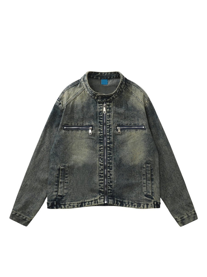 Stand collar zipper denim jacket or2558 – ORUN