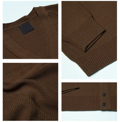 V neck knit cardigan or2203 - ORUN