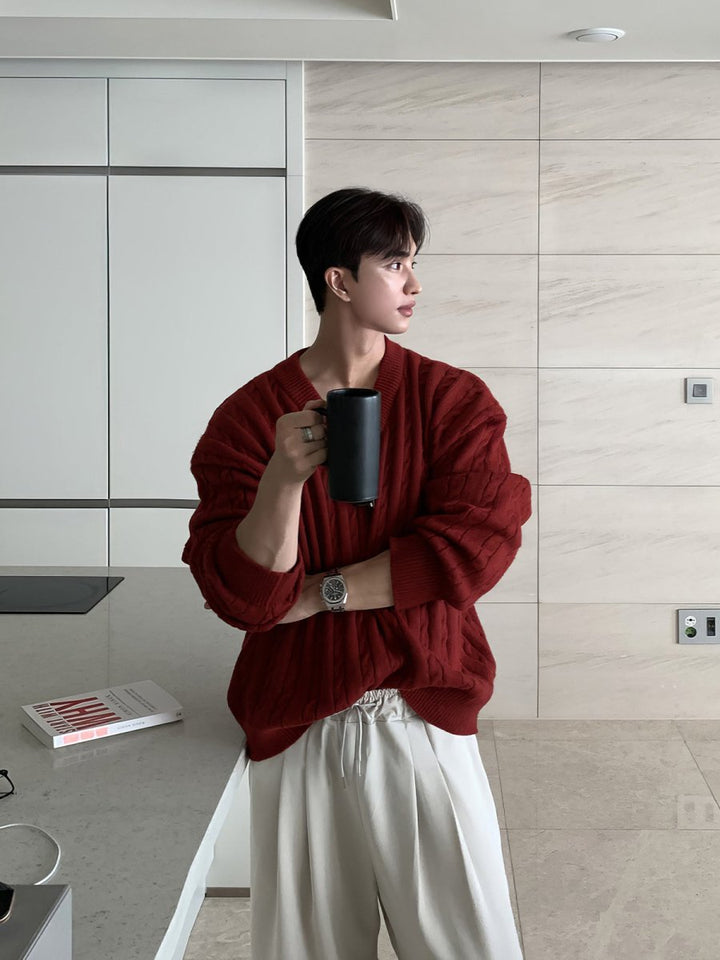 トップス CASHMERE OVERSIZED PULLOVER KNIT v-neck-knit-sweater-or2556-